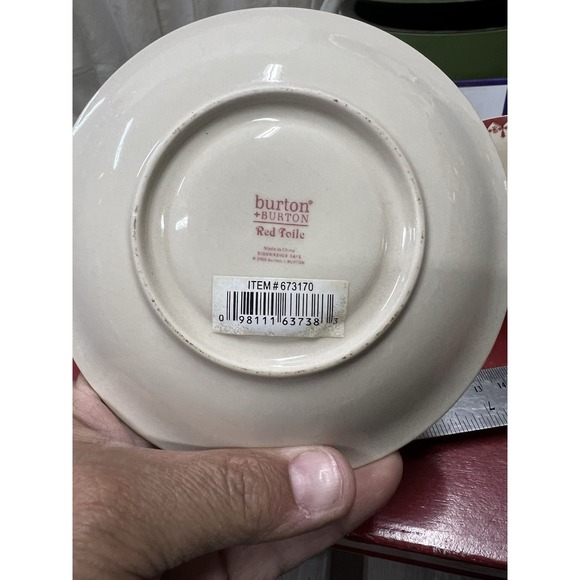 Burton Red Toile Teacup & Saucer NEW New with Tags - Picture 4 of 4